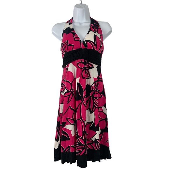 Speechless Dresses & Skirts - Speechless Halter Summer Dress With Tie Back In Pink/Black Floral Size Medium